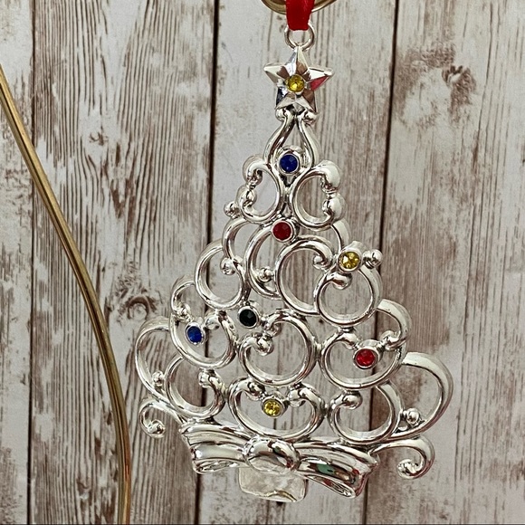 LENOX Sparkle and Scroll Multi-Crystal Silver-plate Tree Ornament - Picture 8 of 11